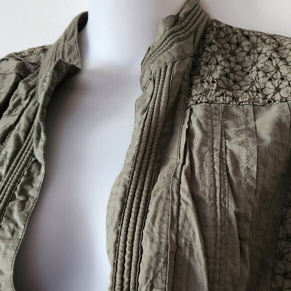 Additions by Chico's fashion jacket sz 1 sz 8 10 olive green nice condition. - Picture 2 of 3
